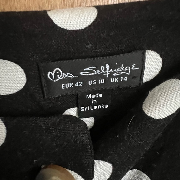 Black and White polka dot linen midi dress - Picture 3 of 3